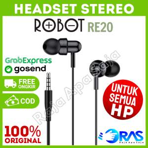 HEADSET ROBOT RE20 / OLIKE E10 Stereo Bass - Handsfree Earphone Hetset Handset Headphone Henset Hedset Hand Head Ear Phone Set Murah Ori Original Headset