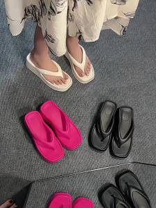 [Free Shipping] Eva Flip-Flops For Travel And Beach Platform Heel Thick-Soled Non-Slip Wear-Resistant Fashionable And Versatile WomenS Fabric Slip-On Sandals