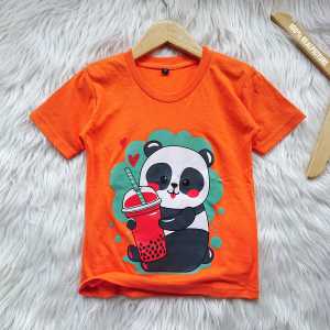 Kaos Boba Anak Laki Laki Dan Perempuan Warna Orange Keren 1-10 Tahun Bahan Katun Lembut