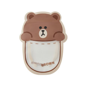 100% Authentic Line Friends Resealable Food Storage Bag Heat Resistant Reusable Sealed Bag Fresh-keeping Bag Food Grade Material Household Thickened Plastic Refrigerator Storage Bag BROWN LFB89