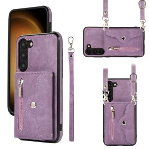 Long Lanyard Zipper Wallet Leather Cards Solt Case for Samsung Galaxy S25 Ultra S24 S23 S22 S21 FE A55 A35 A15 Crossbody Cover2026