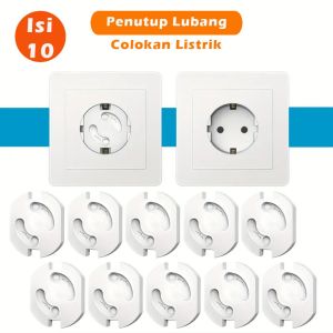 TITIK TIGA Isi 10 Alat Penutup Colokan Listrik Pengaman Lubang Listrik Otomatis - Pengaman StopKontak Tutup Socket Cover Pengaman Listrik Dari Bayi Anak