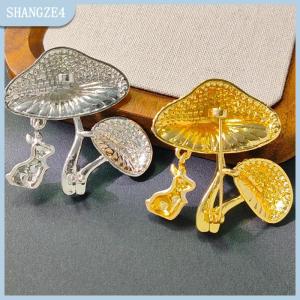 【SHANGZE4】 Thời Trang Rhinestone Đáng Yêu Nấm Và Thỏ Trâm Cài Pins Cho Phụ Nữ Sáng Tạo Dễ Thương Động Vật Trâm Pins Giản Dị Đảng Đồ Trang Sức Quà Tặng