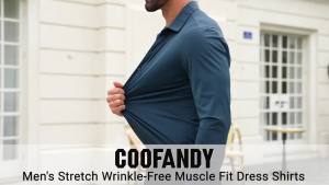 COOFANDY Mens Muscle Fit Dress Shirts Wrinkle-Free Long Sleeve Casual Button Down Shirts