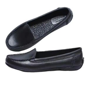 New Girls black shoes stylish round toe flat black shoes for students slip-on rubber non-slip comfortable black shoes childrens waterproof rubber black shoes 065523