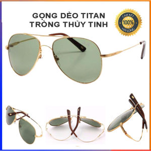 Kính mắt râm nam nữ gọng titan siêu dẽo tròng thủy tinh kèm hộp đựng khăn lau