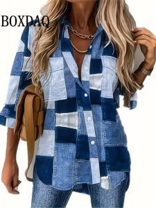 New Womens Spring Shirt Fun Puppy Graffiti Print Long Sleeve Shirts Fashion Party Lapel Button Down Casual Long Sleeve Blouses