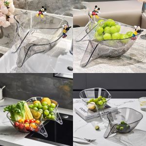 Rổ Nhựa Rửa Rau Củ (R35) Có Phễu Thoát Nước Gáo nhựa Trong Suốt Ráo Nước Chất Liệu Nhựa PET Cao Cấp