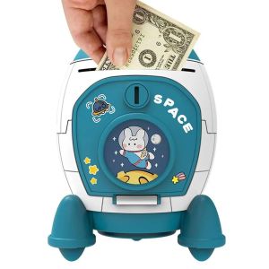 NEXUS Password Lock Rocket Piggy Bank Fingerprint Money Box Electronic Bank Safe Box Coins Cash Safe Box With Key Children Money Boxes Home Decoration