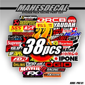 Isi 38 Lembar Sticker Racing Hologram Sticker pack Sticker Sponsor Racing Sticker Motor Sticker Kecil2 cocok buat Motor Mobil Hp Laptop Helm MD.PRC.01