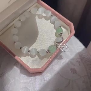 DIKDD Fortune Beaded Bracelet for Women Ancient Style Woven Best Friend Mori Style Sweet Moonlight Bracelet Niche Design Sense Bracelet