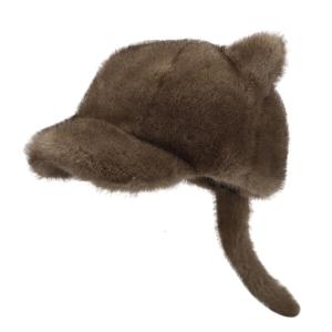 Furry Baseball Hat with Furry Tail Running Hat Plush Cats Ear Winter Warm Hat for Women Teens Winter Outdoor Sport