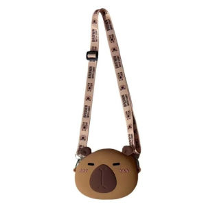 THOMA Silica Gel Capybara Crossboday Bag Adjustable Straps Zero Wallet Capybara Shoulder Bag Cute Waterproof Kawaii Animal Purse Kids