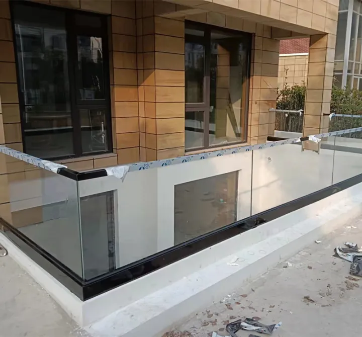 Balcony stair glass handrail stainless steel geosyncline aluminum alloy ...