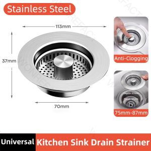 Kitchen Sink Drain Strainer Stainless Steel Pop Up Sink Stopper Anti-Clogging Sink Food Catcher Basket Odor Filter Sink Plug