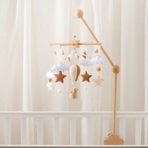 Baby Crib Mobile Wooden Bed Bell Rattle Toy Soft Felt Hot Air Balloon Wind Chime Pendant Newborn Comfort Bed Bell Toys Baby Gift2026