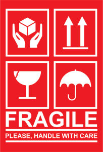 Sticker 5x7 Jual per 100 Lembar FRAGILE RIGHT SIDE GLASS UMBRELLA FOOD Stiker Pengiriman