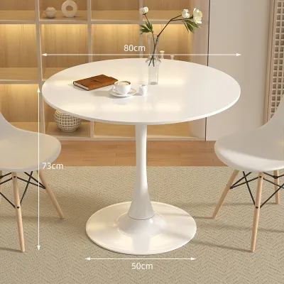 Meja Bundar Minimalis Meja Tamu Bulat 80CM Meja Kopi Meja Teras Putih Meja Tulip