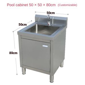 Kitchen Stainless Steel Console Workbench Kitchen Sink With Stand Kitchen Work Table Cooking Pool Kitchen Cabinet Table Commercial Vegetable Cutting Table Console Cabinets