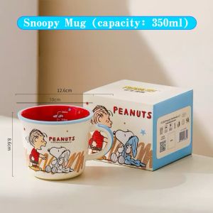 Snoopy Ceramic Tableware Set Peanuts Cartoon Dinnerware Bowl Plate Cup Spoon Set Cute Kawaii Kitchen Dining Set Home Use Breakfast Food Container Gift Box High Quality Ceramic Dishware For Kids Girls Couple Housewarming Birthday Present