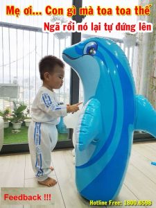 Lật đật bơm hơi đáy rỗng hình thú vui nhộn cho bé