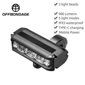 COD OFFBONDAGE Lampu Depan Sepeda Cas Super Terang Kelap Kelip Waterproof Rechargeable 2000mAh 900lm