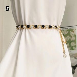 SIXIS Thanh lịch Dây lưng đính hạt cho váy Boho Phụ kiện thắt lưng Dây chuyền eo mảnh ngọc trai Thời trang Trang sức cơ thể Dây đeo bụng