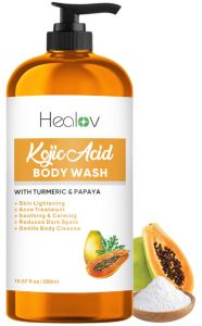Kojic Acid Soap for Hyperpigmentation – Skin Brightening Kojic Papaya Body Wash – Dark Spot Soap Reduces Acne Scars and Evens Tone – Turmeric Body Wash for Brighter Glowing Tone