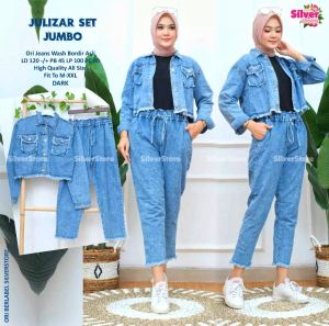 Setelan Wanita Jeans: Jaket Snow & Crop Pants