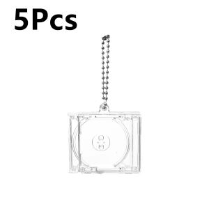 【♡Lovely girls house♡】5Pcs Blank Album Mini CD Case Keychain CD Player Shaped Key Pendant for DIY Backpack Hanging