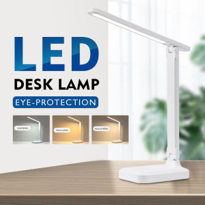 Led Desk Lamp 3 Color Stepless Dimmable Touch Foldable Table Lamp Bedside Reading Eye Protection Night Light DC5V USB Rechargeable Lamp Lampu Meja