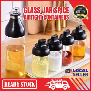 MurahLiving Glass Jar Spice Airtight Containers Condiment Salt Seasoning Storage Bottle Spice Jars Pot Spoon Tank Kitchen