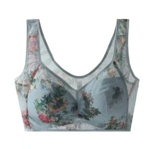 Lingerie Printed Gathering Bra Tank Top Bra Underwear Vest Adjustable Nondeformable High Elasticity