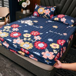 Cotton Mattress Protector Non-slip Fitted Sheet Cadar Plain Pure Cotton Single/Double/Queen/King Quilted Mattress Pad Foam Bed