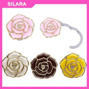 SILARA 1Pc Rose pattern folding bag handbag tote table hanger hook holder purse hanger