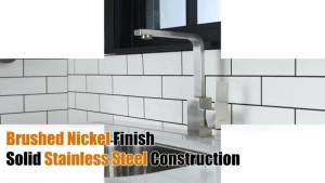 IGDL 304 Stainless Steel Black Square Rotating Kitchen Sink Faucet Single Handle Hot & Cold Water