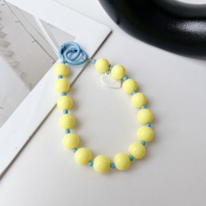 DOOUR Có màu Dây đeo điện thoại đính hạt dây chuyền hình trái tim Dây treo Dây đeo điện thoại đeo cổ tay Thời trang Trang trí dây chuyền điện thoại