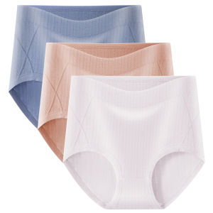 Sentexin 3PCS Women Cotton Panties Plus Size Underwear Mid-high Waist Briefs Breathable Female Lingerie M-3XL