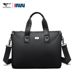 SEPTWOLVES Work Office Briefcase Bag For Men Korean Style Waterproof Fabric Laptop Compartment MenS Hand Bag High Quality Male Cross Body Shoulder Bag Outdoor Casual