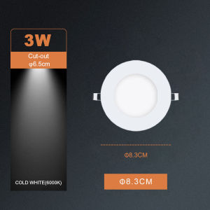 JACKSUN Pin Lights Led for Ceiling Recessed Led Panel Light Round & Square Downlight Led 3W 6W 9W 12W 18W Tricolor & Daylight & Warm White Coldlight Led with Driver