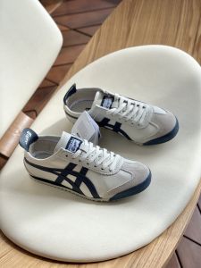 Original Tiqre leather lace-up sneakers for men women suitable for couples flats striped retro non-slip breathable shoes