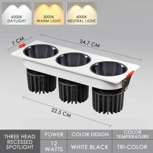 LED Downlight Recessed Spotlight 2 Pin Energy Savers 7w/12w Tri-color Light for Home Office Mall Ceiling Light