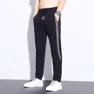 Ice Silk Pants Mens Summer Thin Straight Dried Slim Fit Pants Summer Mens Loose Fashion Sports Casual Pants