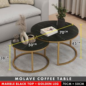 F&F: Molave Marble Texture Coffee Table/ Nordic Modern Round Coffee Table / Meja Kopi Bulat