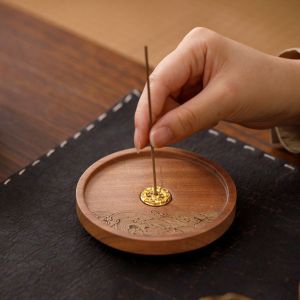 KEASHI Solid Wood Incense Stick Holder Handmade Vintage Incense Stove Minimalist Household Thread Incense Insert Base Indoor Use