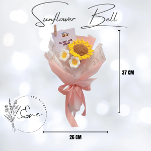 Crochet Flower Bouquet sunflower tulip bell flower bunga kait Handmade Knitting Bouquet Birthday Gift Present convo 针织花
