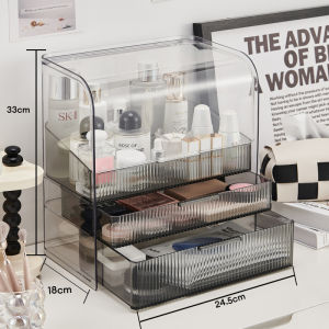 Large Acrylic Transparent Cosmetic Makeup Desk Storage Box With Drawer Container Case Large Capacity Portable Dustproof高端化妆品收纳盒