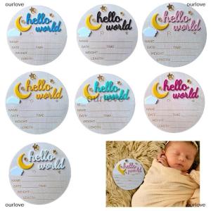 [COD] ourlove กระดานไม้แจ้งเตือนทารกแรกเกิด Hello World น่ารักประกาศคลอด