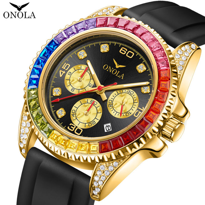 ONOLA ON6842G Fashion Business Gold Watch Waterproof Silicone