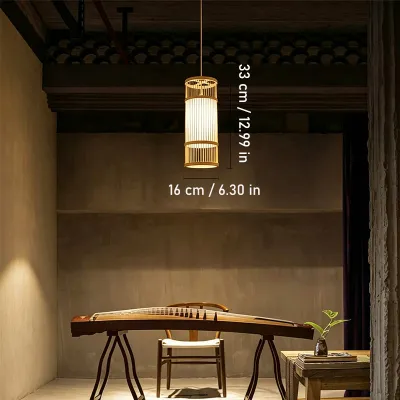 Interior Decor Lighting Fixture Minimalist Hanging Ceiling Lamp Bamboo Modern LED Pendant Light for Bedroom Bedside Dining Room Living Room Kitchen